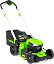 Газонокосилка аккумуляторная самоходная GreenWorks GD40LM48SP c АКБ 4 А/ч и ЗУ (PRC, BL 40В, 48 см, сталь, 4 в 1,Turbo режим, 55 л, 29.5 кг)